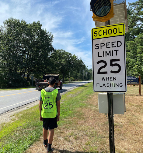 Kids wearing 25mph vests